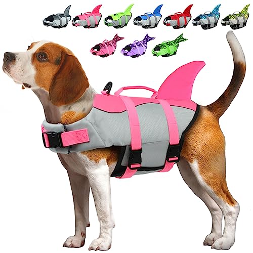 EMUST Große Hundeschwimmweste, Hundeschwimmwesten zum Schwimmen, für kleine/mittelgroße/große Hunde mit Rettungsgriff, verstellbare Hundeschwimmweste für Wasser am Pool, Strand, Bootfahren (XL, Rosa) von EMUST
