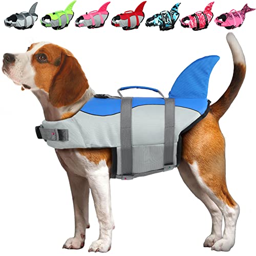 EMUST Große Hundeschwimmweste, Hundeschwimmwesten zum Schwimmen, für kleine/mittelgroße/große Hunde mit Rettungsgriff, verstellbare Hundeschwimmweste für Wasser am Pool, Strand, Bootfahren (XL, blau) von EMUST