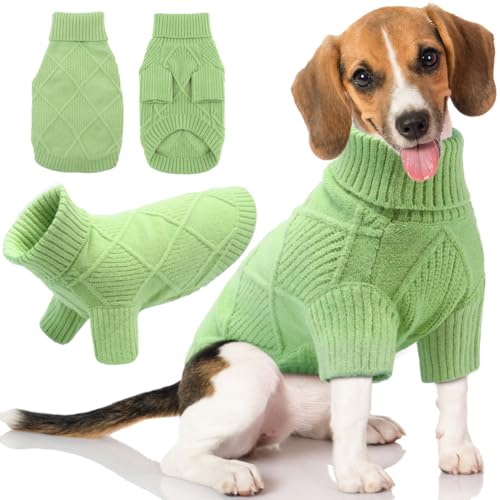 EMUST Hundepullover für große Hunde, elastischer großer Hundepullover mit Ärmeln, weicher Hunde-Rollkragenpullover für Herbst & Winter, Grün XL von EMUST