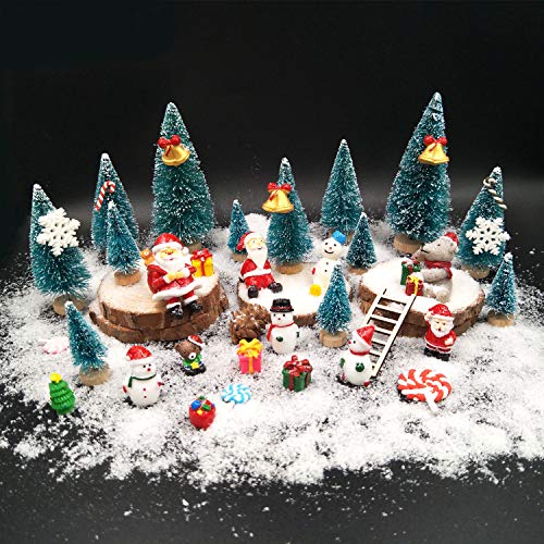 EMiEN 45PCS Winter Weihnachten Miniatur Ornament Kits für DIY Weihnachtsszene Fairy Garden Wohnkultur, Mini Weihnachtsbäume, Schneemann für Weihnachtsfeier Dekoration Micro Landschaft Zubehör von EMiEN