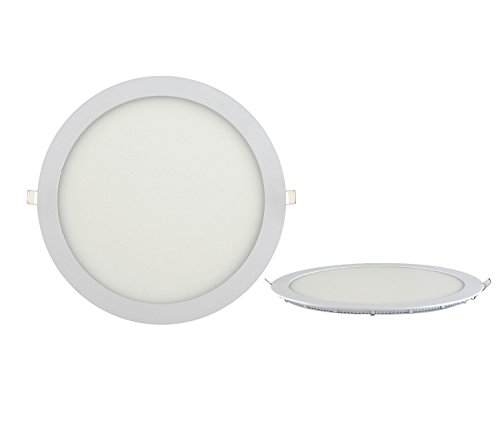 24 Watt LED Panel Ultra Slim weisser Rahmen Unterputz Lichtpanel Einbauleuchte Einbaulampe Deckenleuchte Deckenlampe Lampe Rund Ø 300mm Kaltweiss inkl. Trafo von ENERGMiX