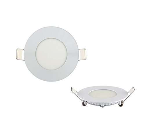 3w Mini Slim LED Panel weisser Rahmen Unterputz Lichtpanel Einbauleuchte Einbaulampe Deckenleuchte Deckenlampe Lampe Rund Ø 90mm Neutralweiss inkl. Trafo von ENERGMiX