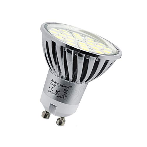 Energmix GU10 LED SPOT Lampe LED Strahler- Energiesparlampe-Leuchtmittel mit 5050 SMD LED Warmweiss-Tages Licht 230Volt 4Watt (mit Schutzglas), 2064 von ENERGMiX