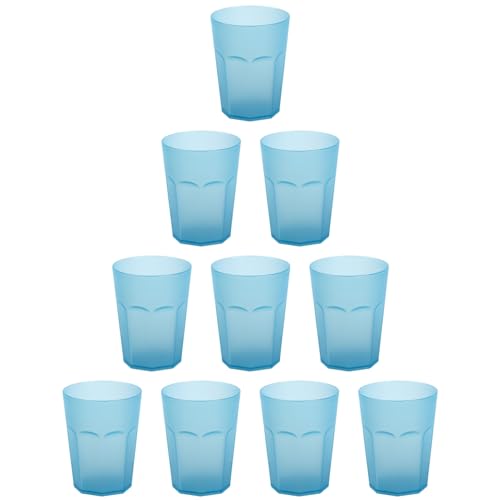 ENGELLAND - 10 x Plastikbecher, Trinkbecher, Hell-Blau, Frostoptik, 400 ml, Eichstrich, bruchfest, stapelbar, Mehrweg, Kunststoff, wiederverwendbar, Party-Becher, Trink-Glas von ENGELLAND