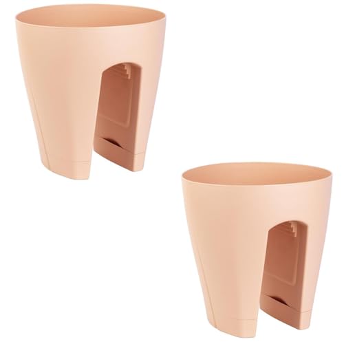 ENGELLAND 2 x Blumentopf für Balkon-Geländer, Farbe: Apricot, Blumenkasten, Balkonkiste, 9 Liter, Kunststoff, Außenbereich, B Ø 29 x H 30 cm von ENGELLAND