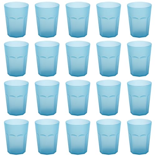 ENGELLAND - 20 x Plastikbecher, Trinkbecher, Hell-Blau, Frostoptik, 400 ml, Eichstrich, bruchfest, stapelbar, Mehrweg, Kunststoff, wiederverwendbar, Party-Becher, Trink-Glas von ENGELLAND