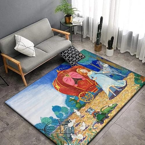 Cartoon Bedruckter Kinderteppichwaschbarer Teppich, Wohnzimmer, Schlafzimmer, Kurzer Samtteppich, Großer Teppich, Schlafzimmer, Rutschfester Teppich, Flauschiger Teppich, Bunter Teppich150x180cm von ENILSA