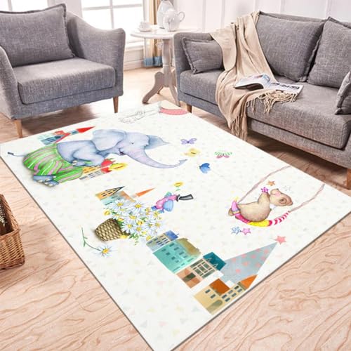 Cartoon Hd Bedruckter Teppichabwaschbarer Teppich, Wohnzimmer, Schlafzimmer, Kurzer Samtteppich, Großer Teppich, Schlafzimmer, Rutschfester Teppich, Flauschiger Teppich, Bunter Teppich150x200cm von ENILSA