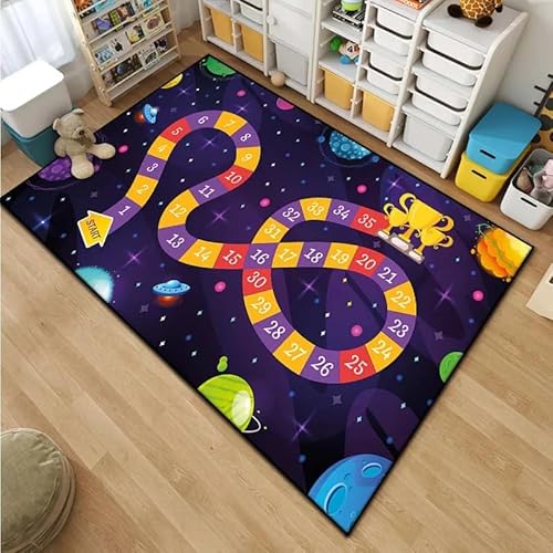 ENILSA Cartoon Snake Carpetwaschbarer Teppich, Wohnzimmer, Schlafzimmer, Kurzer Samtteppich, Großer Teppich, Schlafzimmer, Rutschfester Teppich, Flauschiger Teppich, Bunter Teppich120x150cm von ENILSA