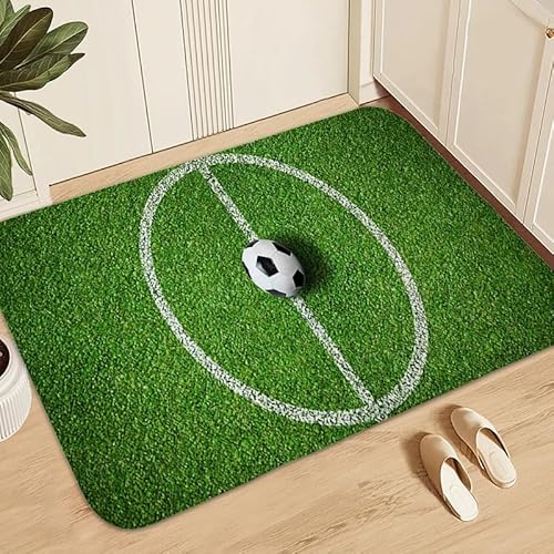 ENILSA Fußball Gemusterter Teppichabwaschbarer Teppich, Wohnzimmer, Schlafzimmer, Kurzer Samtteppich, Großer Teppich, Schlafzimmer, Rutschfester Teppich, Flauschiger Teppich, Bunter Teppich100x150cm von ENILSA