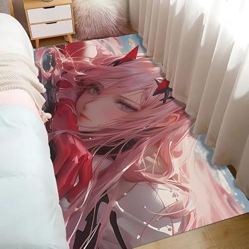 ENILSA Niedlicher Anime-Teppichabwaschbarer Teppich, Wohnzimmer, Schlafzimmer, Kurzer Samtteppich, Großer Teppich, Schlafzimmer, Rutschfester Teppich, Flauschiger Teppich, Bunter Teppich80x120cm von ENILSA