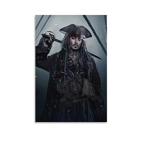 Pirates of the Caribbean Dead Men Tell No Tales Jack Sparrow Poster, Leinwand-Poster, dekoratives Gemälde, Leinwand-Wandposter und Kunstdruck, modernes Familienschlafzimmer-Dekor-Poster, 50 x 75 cm von ENILSA