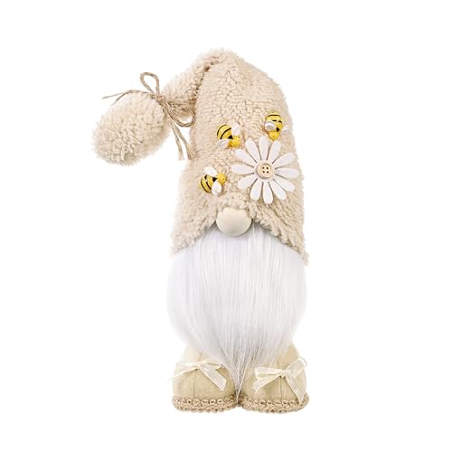 ENLACE Bienen Wichtel, Stehende Niedliche Frühling Wichtel, mit Sonnenblume und Bienen, Bee Puppe Zwerg Dekorationen für Home Farmhouse Kitchen Decor, Khaki von ENLACE