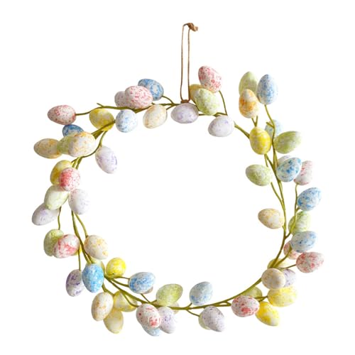 ENLACE Osterkranz, 36cm Eierkranz, Dekokranz, Frühlingskranz mit Ostereiern, Dekorativer Türkranz, Künstliche Eier Kränze für Tür Wand Fenster Frühling Deko Tischdeko Ostergeschenk von ENLACE