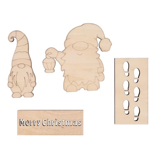 ENLACE Wichtel Zubehör Weihnachten, Wichtel Fußabdruck Schablone, 2 Stück Holz Wichtelschablone + Fußabdrücke + Teppichboden, Weihnachtswichtel Schneespray Schablonen für Tür Fenster Ddekoration von ENLACE