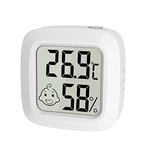 Mini Innen thermometer Hygrometer mit Luftkomfort-Symbol - Digitales Temperaturmessgerät und Luftfeuchtigkeitsmesser für Babyzimmer, Kinderzimmer, Haus, Büro,(Weiß） von ENOPYO