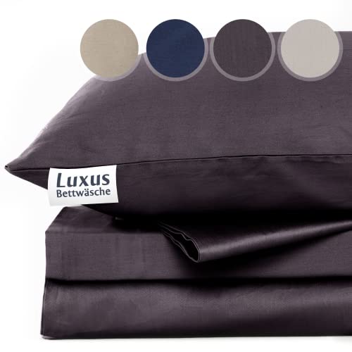 ENTSPANNO Luxus Bettwäsche | Baumwolle Satin - Kissenbezug 80x80 Anthrazit | ÖkoTex Standard | Mako Satin Bettwäsche für erholsamen Schlaf von ENTSPANNO