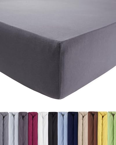 Entspanno Luxus Topper Spannbettlaken 180x200 bis 200x220cm - Aus Premium Jersey - Ideal für Wasser- & Boxspringbetten bis 10 cm Höhe - Licht-Grau von ENTSPANNO