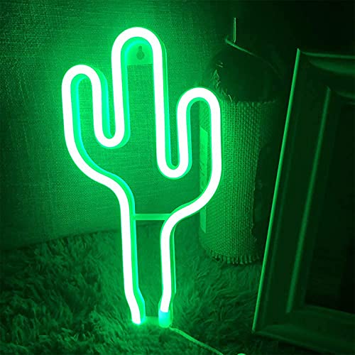 ENUOLI Cactus LED Neonzeichen Kaktus Neonlichter Grüne Neonwand Licht Batterie oder USB betriebene Nachtlicht LED-Leuchten Wanddekoration für Mädchen Schlafzimmer Wohnzimmer Weihnachtsfeiergeschenk von ENUOLI