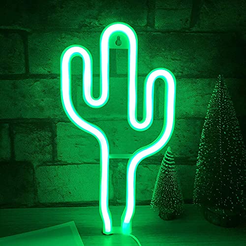 ENUOLI LED Kaktus Leuchtreklame Neon Grün Led Neonlicht USB oder Batteriebetrieben Neon Nachtlichter Neonlampen Kunstdekor Wanddekoration Tischleuchten Dekorativ für Zuhause Hochzeit Geburtstagsfeier von ENUOLI