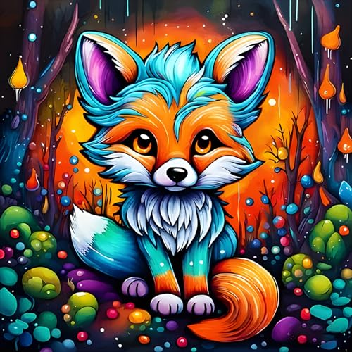 EOBROMD Diamond Painting Erwachsene Fuch im Wald, 5D Diamant Painting Bilder Erwachsene, DIY Diamond Painting Bilder Diamant Malerei Tiere Set für Wanddekoration 30x30cm von EOBROMD