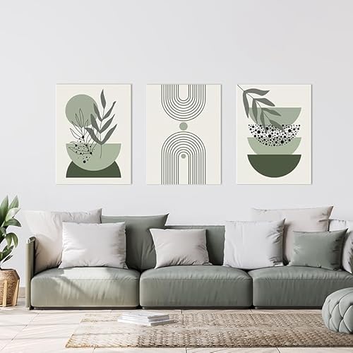 EPOKNQ Böhmische Wandkunst 3-teiliges Set, Grüne Pflanzen, Schlafzimmer, Wohnzimmer, Home Poster, Moderne Abstrakte Wanddekoration Malerei, Rahmenlos (B2,50x70cm*3) von EPOKNQ