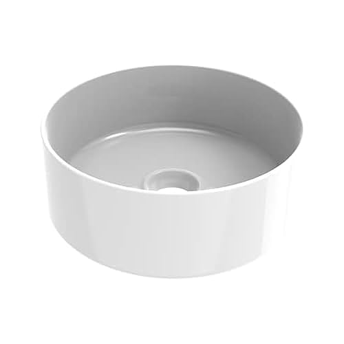ERCOS Runder Keramik Aufsatzwaschtisch, Badezimmer Waschbecken Farbe Weiß Glänzend, ohne Überlauf, Größe Durchmesser 410 mm von ERCOS