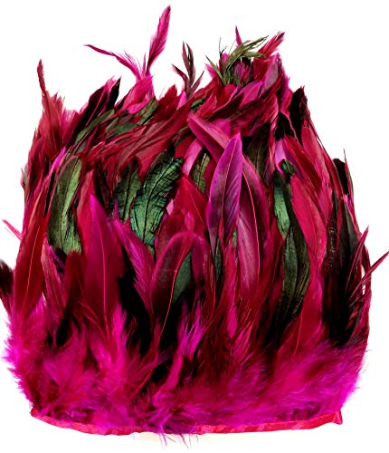 ERGEOB® Echte Hahnenfedern auf 200cm Stoffstreifen in Rosa - 13 Farbvarianten - Ideal für Fasching, Karneval, Halloween, Basteln, Bekleidung, Kostüme. von ERGEOB