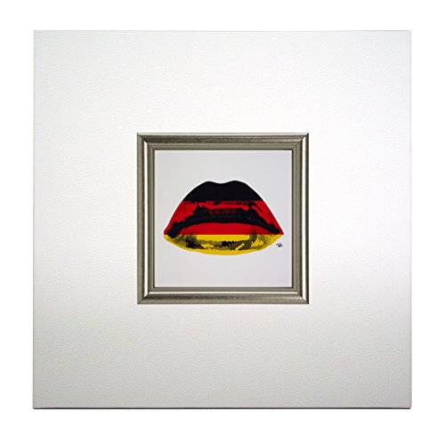 Mini Kunstdruck auf Papier (Poster) "Deutscher Kuss", mit Rahmen aus Holz und weißem Eco-Leder, kein Glas, 40x40x1.5 cm, ErgoPaul, IGP5838-E1-80BI6-40x40x1.5 von ERGO-PAUL