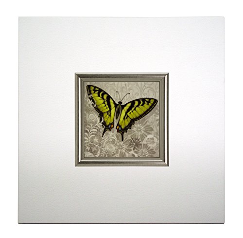 Mini Kunstdruck auf Papier (Poster) "Gelber Schmetterling III", mit Rahmen aus Holz und weißem Eco-Leder, ohne Glas, 40x40x1.5 cm, ErgoPaul, IGP5453-E1-80BI6-40x40x1.5 von ERGO-PAUL