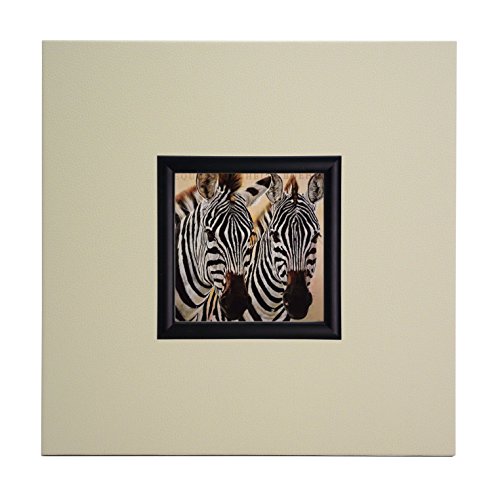 Mini Kunstdruck auf Papier (Poster) "Gol Zebras", mit Rahmen aus Holz und Creme Eco Leder, kein Glas, 40x40x1.5 cm, ErgoPaul, IGP3252-E1-80KR10-40x40x1.5 von ERGO-PAUL