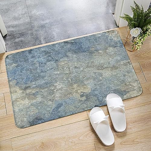 ERICAT Badematte,50x80cm rutschfeste Badteppich,Beige Marmor Blau Steingrau Blasse abstrakte bläuliche Kreide,Wasserabsorbierende Weiche teppiche für Badezimmer, Maschinenwaschbar von ERICAT