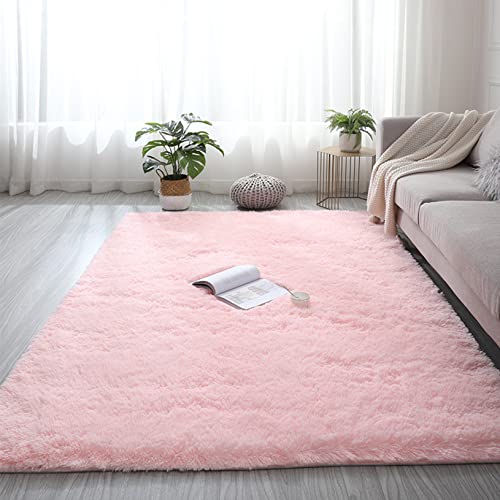 ERPENG Carpet 200x240cm Super Soft, Felloptik, Waschbar Lammfellimitat Teppich Moderner Flauschiger für Flur Teppich Anti Rutsch Unterlage, Hellrosa von ERPENG