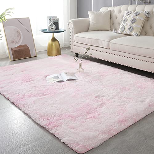 ERPENG Langflor Teppiche 120x200cm Super Soft, Felloptik, Flauschig, Waschbar Teppiche Langflor Leicht zu Reinigen für Flur Teppich Anti Rutsch Unterlage, Hellrosa von ERPENG