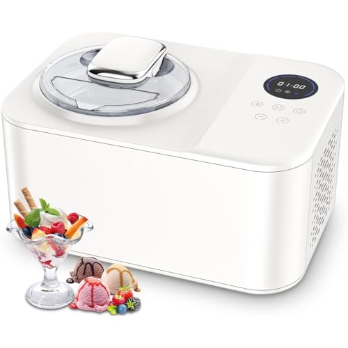 Automatische Eismaschine for zu Hause,1,2l Kompressor,selbstgefrierende Eismaschine mit LCD-Display,tragbare hausgemachte Dessertmaschine,Gelato in 30–60 Minuten,for gefrorenen Joghurt, Gelato, Sorbet von ERSDM