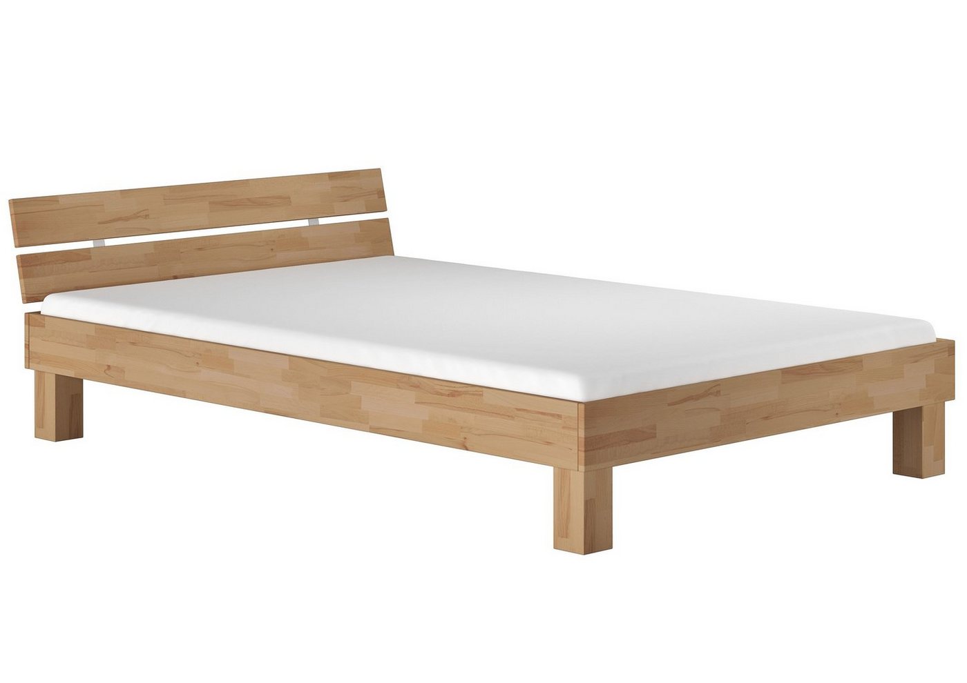 ERST-HOLZ Bett Futonbett Doppelbett Ehebett Buche massiv natur 160x200 Kopfteil, Buchegeölt von ERST-HOLZ