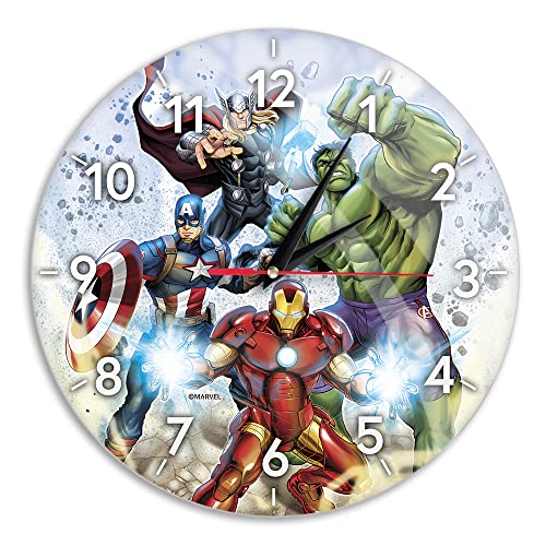 ERT GROUP Original und offiziell Lizenziertes Marvel Wanduhr Glänzend Muster Avengers 001 Marvel Mehrfarbig Leise, Einzigartiges Design, Lackierte Metallzeiger, 30,5 cm (12") von ERT GROUP