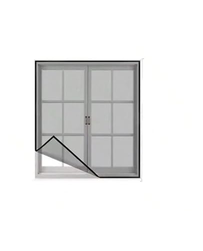Fliegengitter for Fenster, Insektenschutz, dünne Gaze, unsichtbares graues Netz, schwarze Einfassung, Glasfaser gegen Mücken und Fliegen(80x80cm) von ESHDGFYB