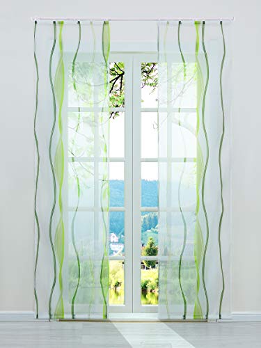 ESLIR Schiebegardinen Set 2er Flächenvorhänge Gardinen mit Klettband Schiebevorhang Transparent Vorhang mit Wellen Druck Voile Grün BxH 57x175cm 2 Stück ESLIR Schiebegardinen Set 2er Flächenvorhänge Gardinen mit Klettband Schiebevorhang Transparent Vorhang mit Wellen Druck Voile Grün BxH 57x175cm 2 Stück von ESLIR