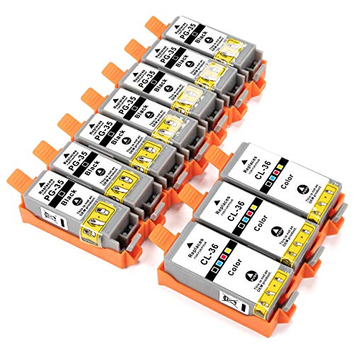 ESMONLINE 10 er Set Multipack kompatibel Druckerpatronen als Ersatz für PG 35 CL 36 passend für PIXMA TR150 TR150WB iP100 iP100WB iP110 iP110WB mini260 mini320 von ESMONLINE