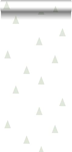 Tapete grafische kleine Dreiecke Mintgrün und Weiß - 128868 - von ESTAhome von Esta Home