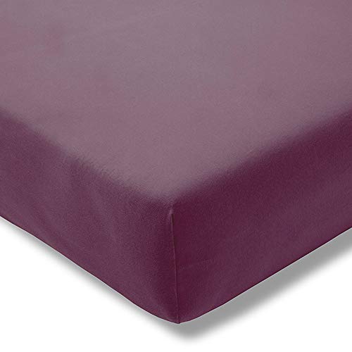 Spannbetttuch Feinjersey | aubergine | passend für Matratzen 180-200 cm (Breite) x 200 (Länge) | trocknerfest und bügelfrei | 100% Baumwolle von ESTELLA