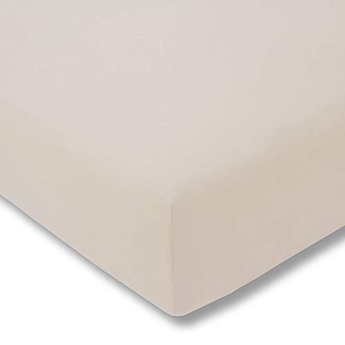 ESTELLA Spannbetttuch Zwirnjersey | Beige | 200x200 cm | passend für Matratzen 180-200 cm (Breite) x 200-220 cm (Länge) | trocknerfest und bügelfrei | 100% Baumwolle | 97% Baumwolle 3% Elastan von ESTELLA