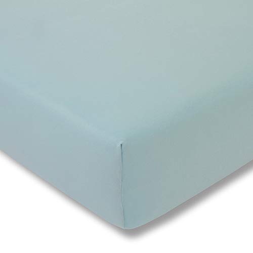 ESTELLA Topper-Spannbetttuch Zwirnjersey | Azur | 180-200x200 cm | passend für Topperhöhen von 7-10 cm | trocknerfest und bügelfrei | 97% Baumwolle 3% Elastan von ESTELLA