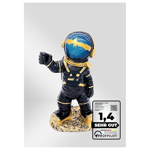 ESYA Design | Astronaut Figur Deko Schwarz Gold XL 31cm Statue Dekoration modern Wohnzimmer Büro Kunst Mond Weltall Raumschiff von ESYA