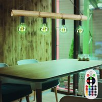 Decken Pendel Lampe Fernbedienung natur Vintage Design Hänge Leuchte dimmbar im Set inkl. RGB LED Leuchtmittel von ETC-SHOP
