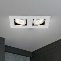Einbaulampe Deckenleuchte Deckenlampe Flurleuchte Wohnzimmerlampe Einbauleuchte, Spots beweglich 2 Flammig, Metall weiß, GU10 Fassungen, LxB 18,5x10cm von ETC-SHOP