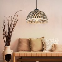 Hängelampe Pendelleuchte Pendellampe Hängeleuchte Esstisch, Boho Bambus Metall schwarz natur, 1x E27 Fassung, DxH 30x120cm von ETC-SHOP