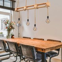 Hanfseil Decken Pendel Leuchte Filament Wohn Zimmer Beleuchtung Holz Hänge Lampe natur im Set inkl. led Leuchtmittel von ETC-SHOP