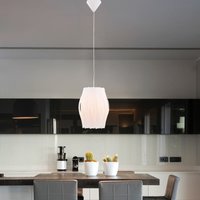 Etc-shop - Pendelleuchte Deckenlampe Essbereich Hängeleuchte mit einem weißen Lampenschirm, Metall Kunststoff, 1x E27, DxH 30x150 cm, Wohnzimmer von ETC-SHOP